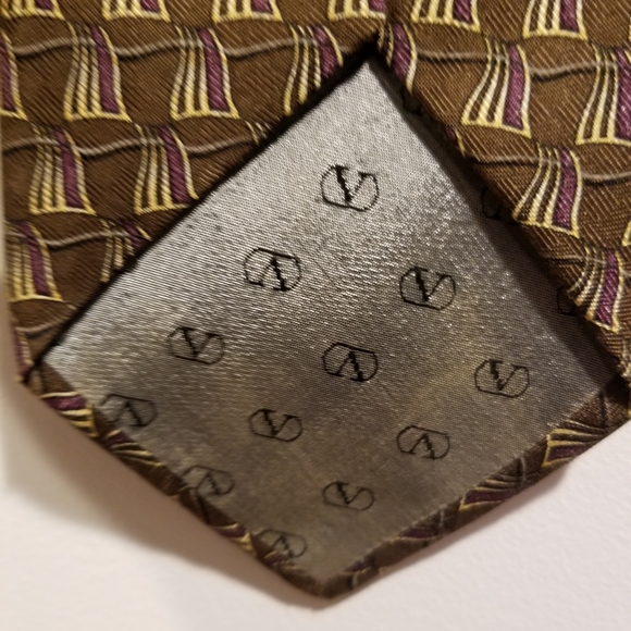 as new VALENTINO Cravatte Italian handmade 100% silk mens tie brown color - Picture 7 of 7